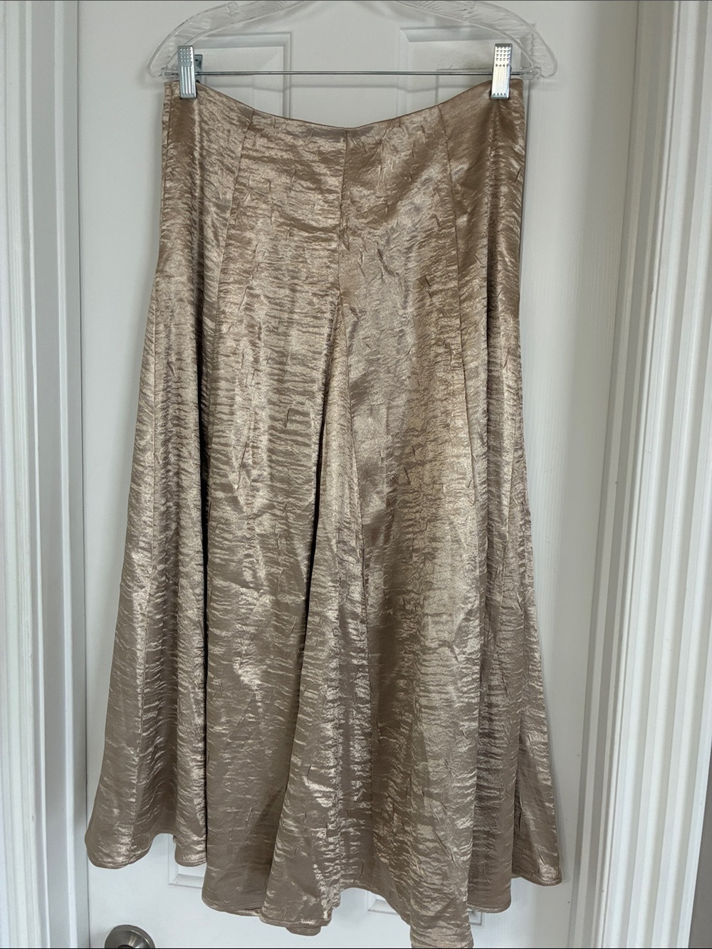 Pinch Gold Flowy Crinkle Satin Maxi Skirt